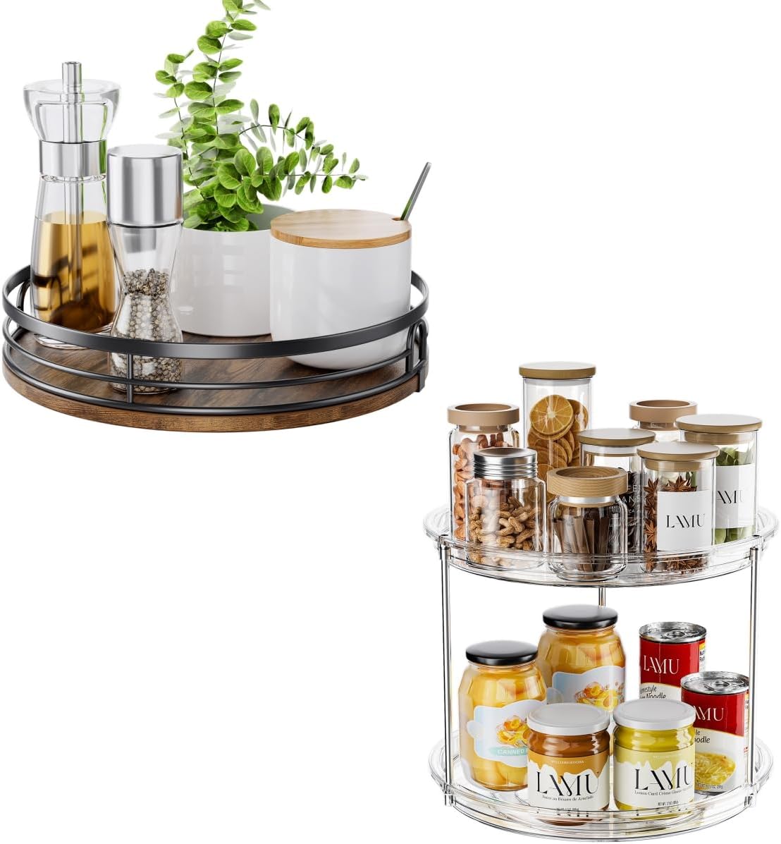 Organizador de tocadiscos Lazy Susan de 9 pulgadas con 2 niveles