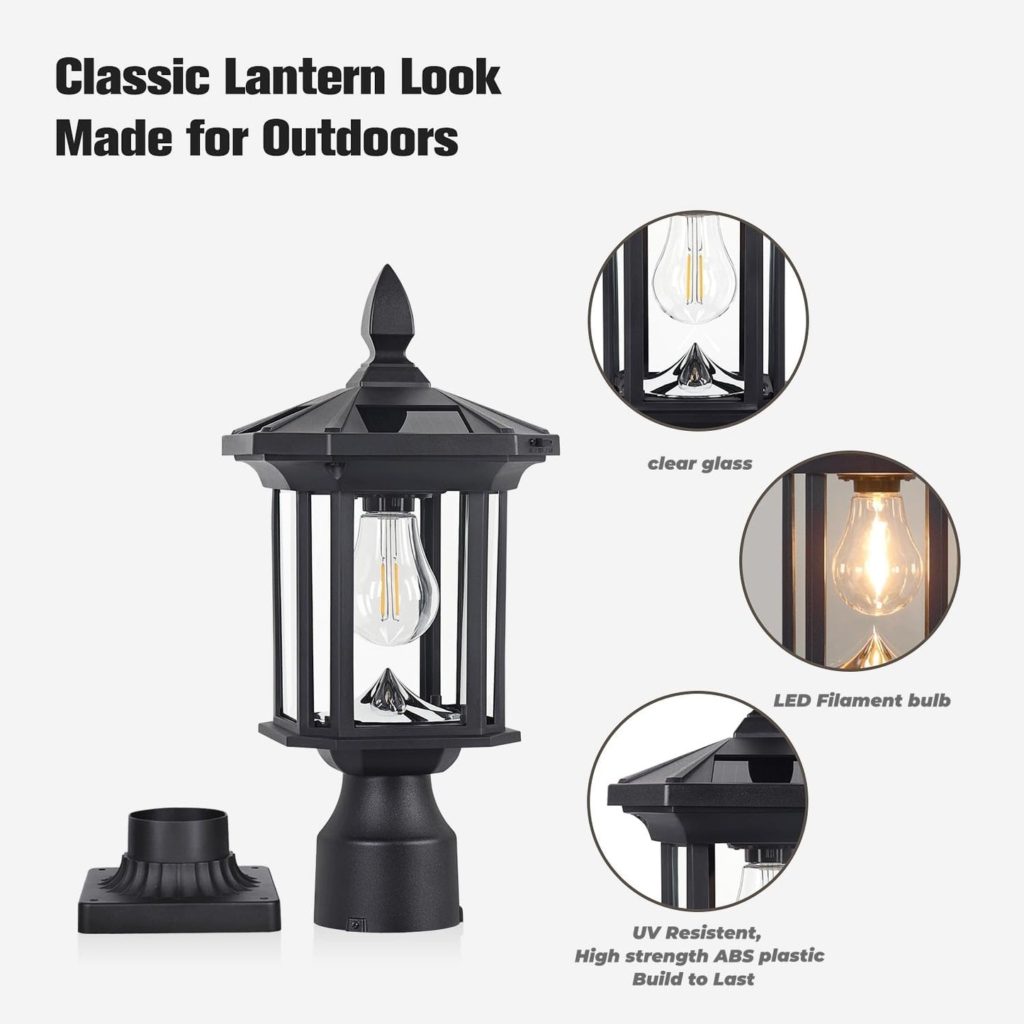 Luz solar LED impermeable para poste madera 6x6 pulg