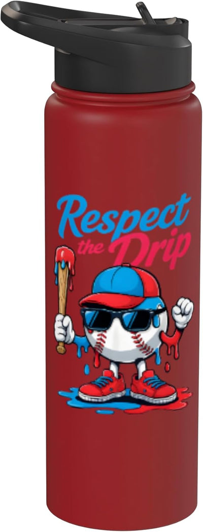 Botella de agua acero inoxidable aislada estilo drip para niños