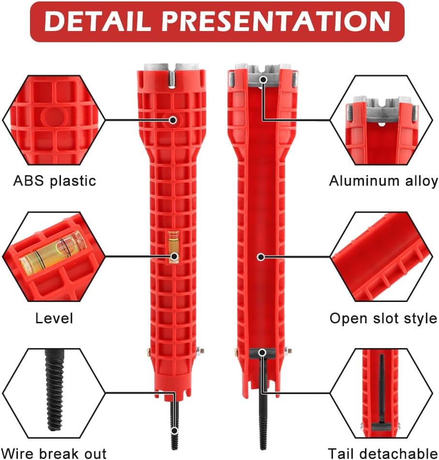 Llave de fregadero 14en1 para cocina baño inodoro rojo
