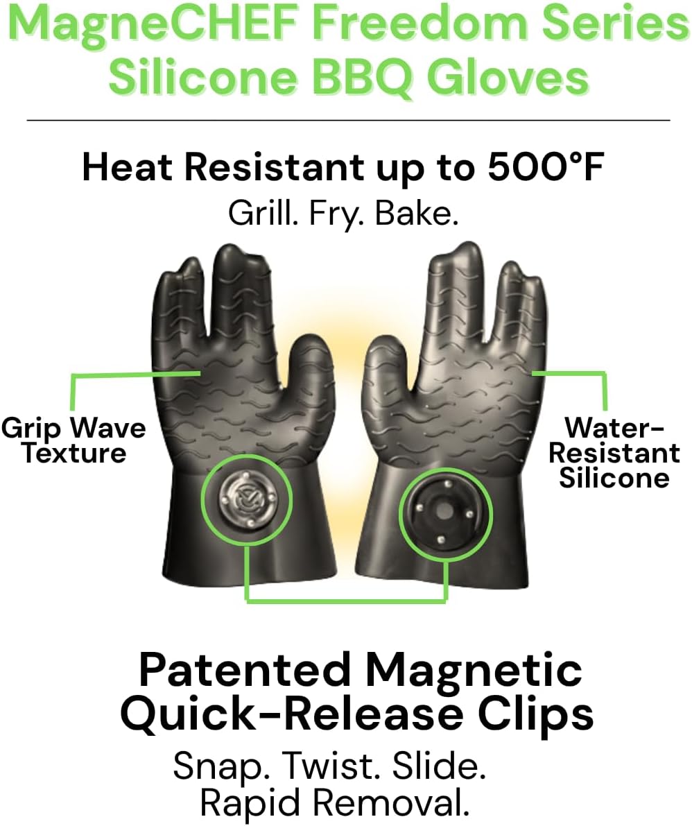 Guantes magnéticos barbacoa silicona 500°F antideslizante