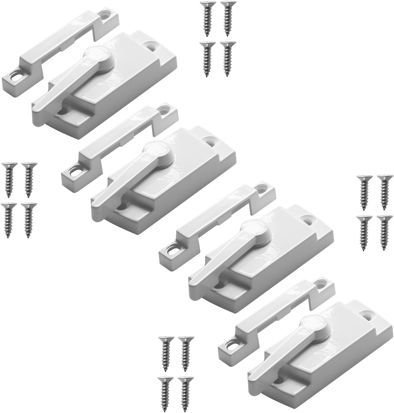 Cerradura ventana leva fundida presión blancas set 4