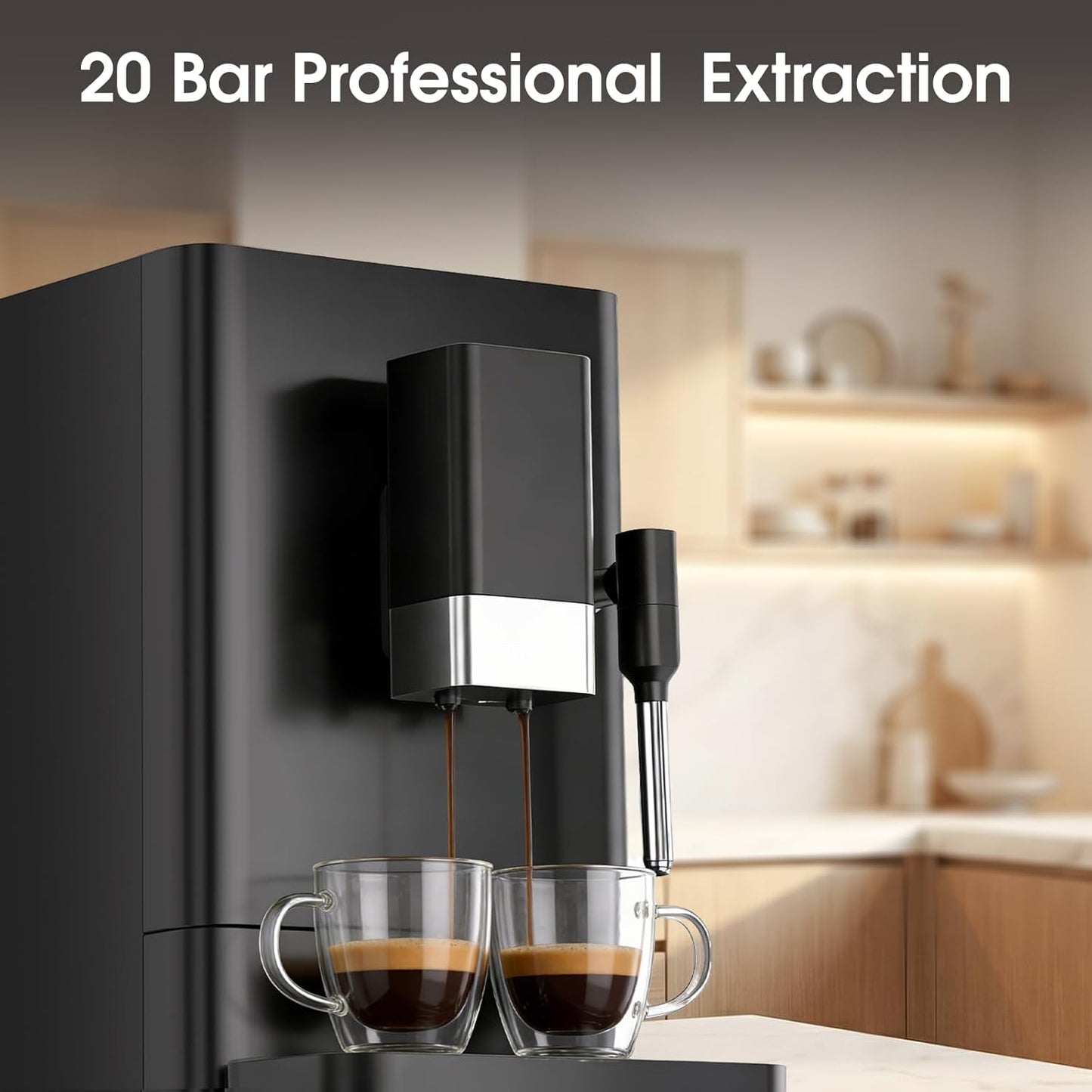 Máquina Espresso 20 Bar Con Molinillo Espumador Leche Negro