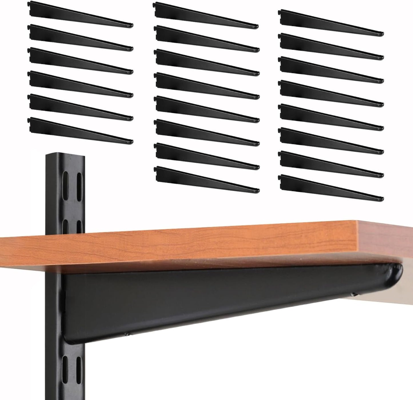 24 Soportes Estante Metal Negro 12pulg Ajustables