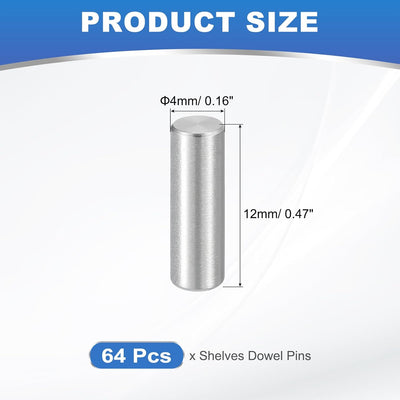 64 Clavijas M4 Acero Inox 304 Pasadores Cilíndricos Soporte Estante
