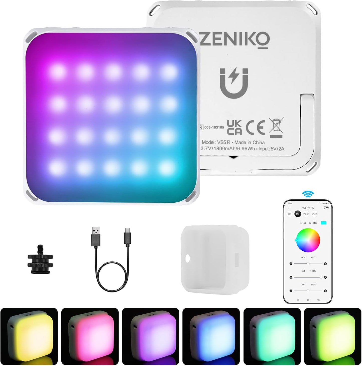 Luz LED RGB magnética para video con difusor suave 13 modos