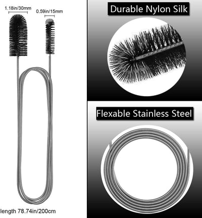 Set 15 Pzas Cepillo Tubo Flexible Largo para Nevera Acero Inox