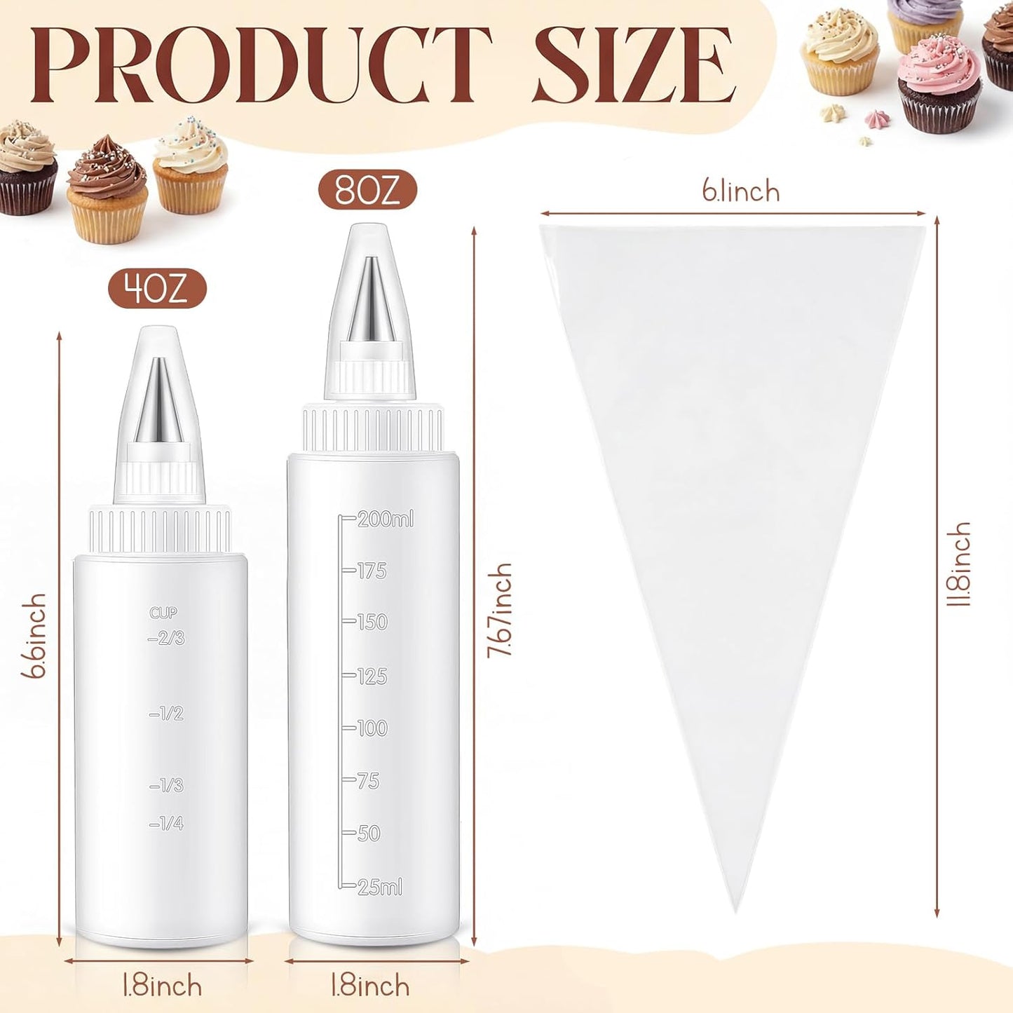 Botellas de plástico para glaseado de galletas 4-8 oz con puntas