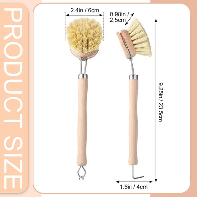 10 Cepillos Cocina Mango Haya Cerdas Fibra Cabezal 2pulg