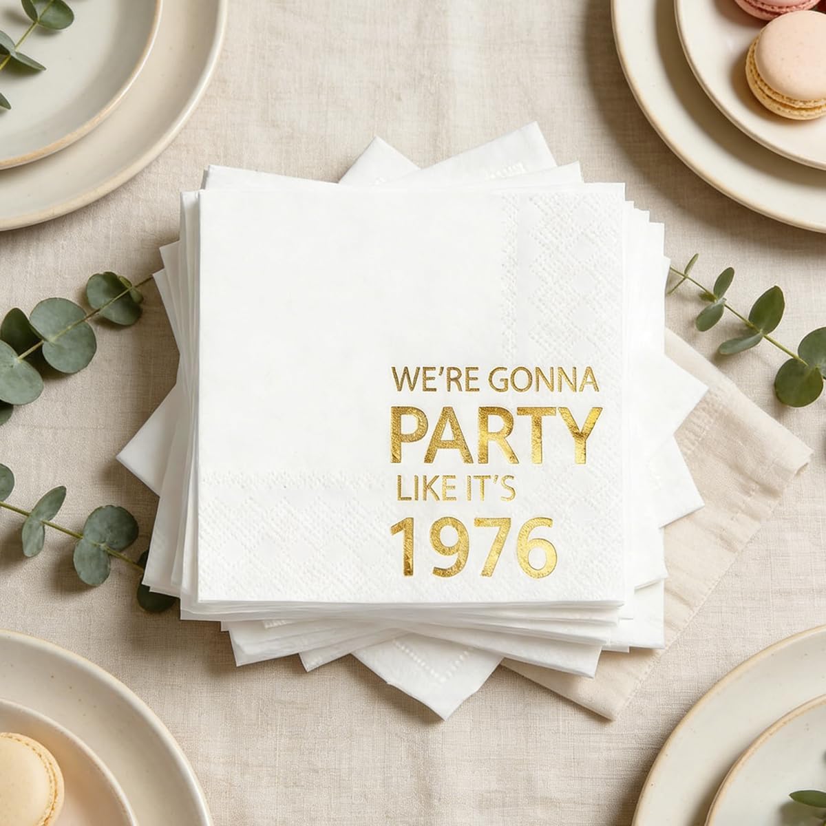 Servilletas de cóctel doradas 5x5 pulgadas 100 unidades We Gonna Party Like It