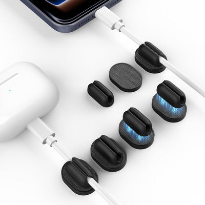 Pack 6 Soportes Magnéticos Cable Adhesivo Silicona Minimalista