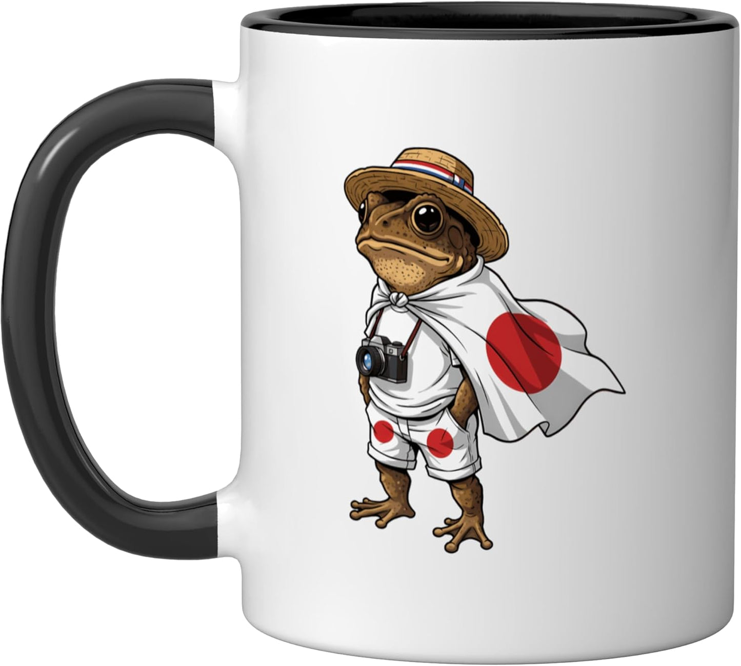 Taza Cerámica Bandera Japón Negro/Blanco