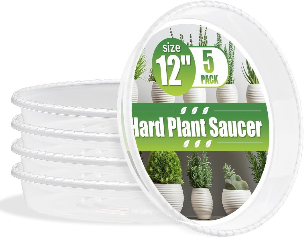 5 Platillos 12pulg Plástico Transparente para Plantas