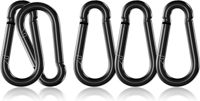 5 Mosquetones Acero Galvanizado Negro M10 Resistentes al Oxido