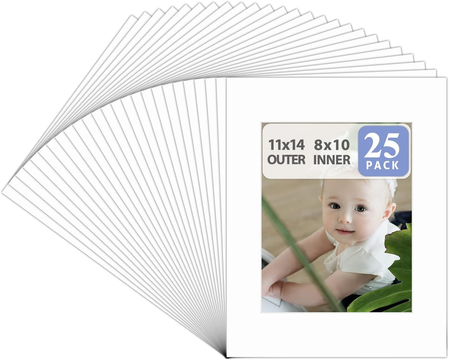25 Tapetes Blanco Mate 11x14pulg Sin Ácidos Corte Biselado