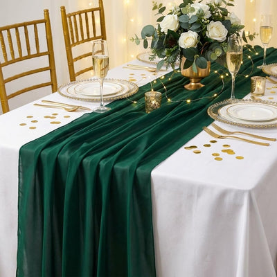 15 Caminos Mesa Gasa Verde Esmeralda Rústico Boda 27x120pulg