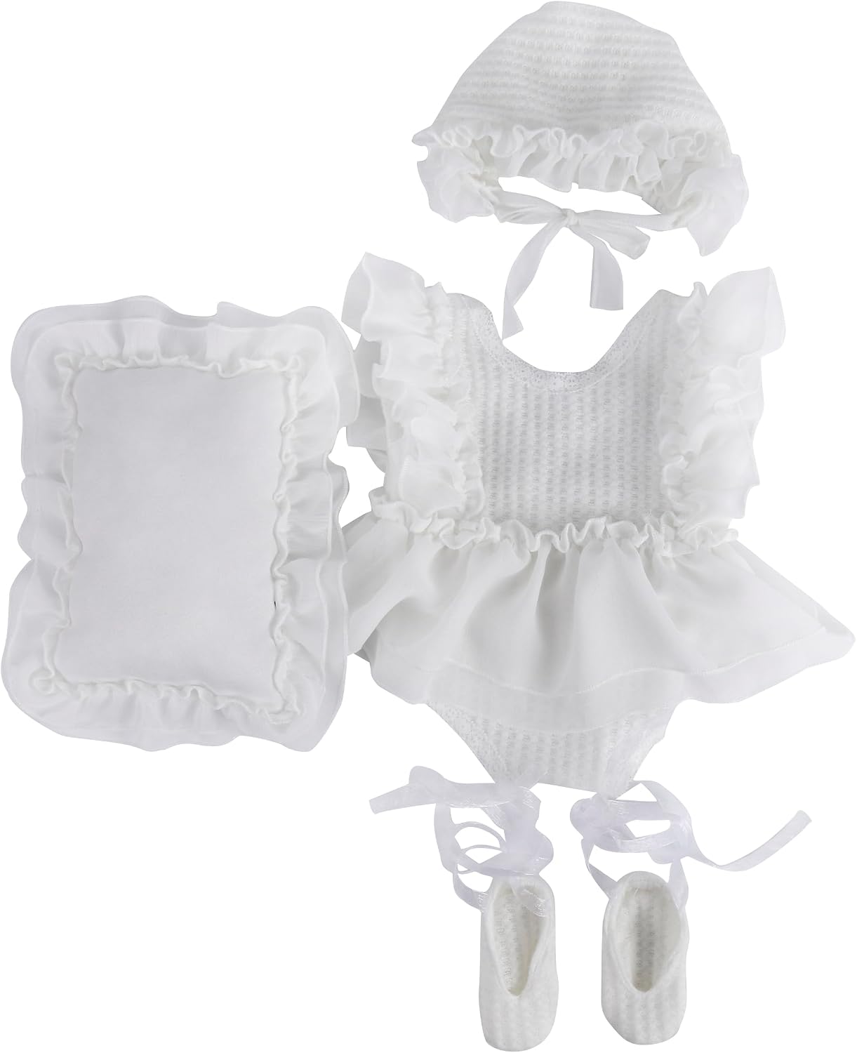 4 Pzas Accesorios Foto Bebé Niña Encaje Blanco