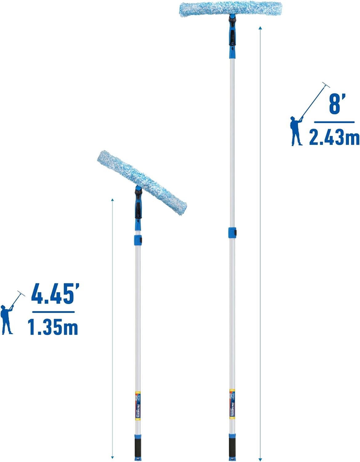 Limpiador de ventanas microfibra 18pulg poste 8ft reutilizable