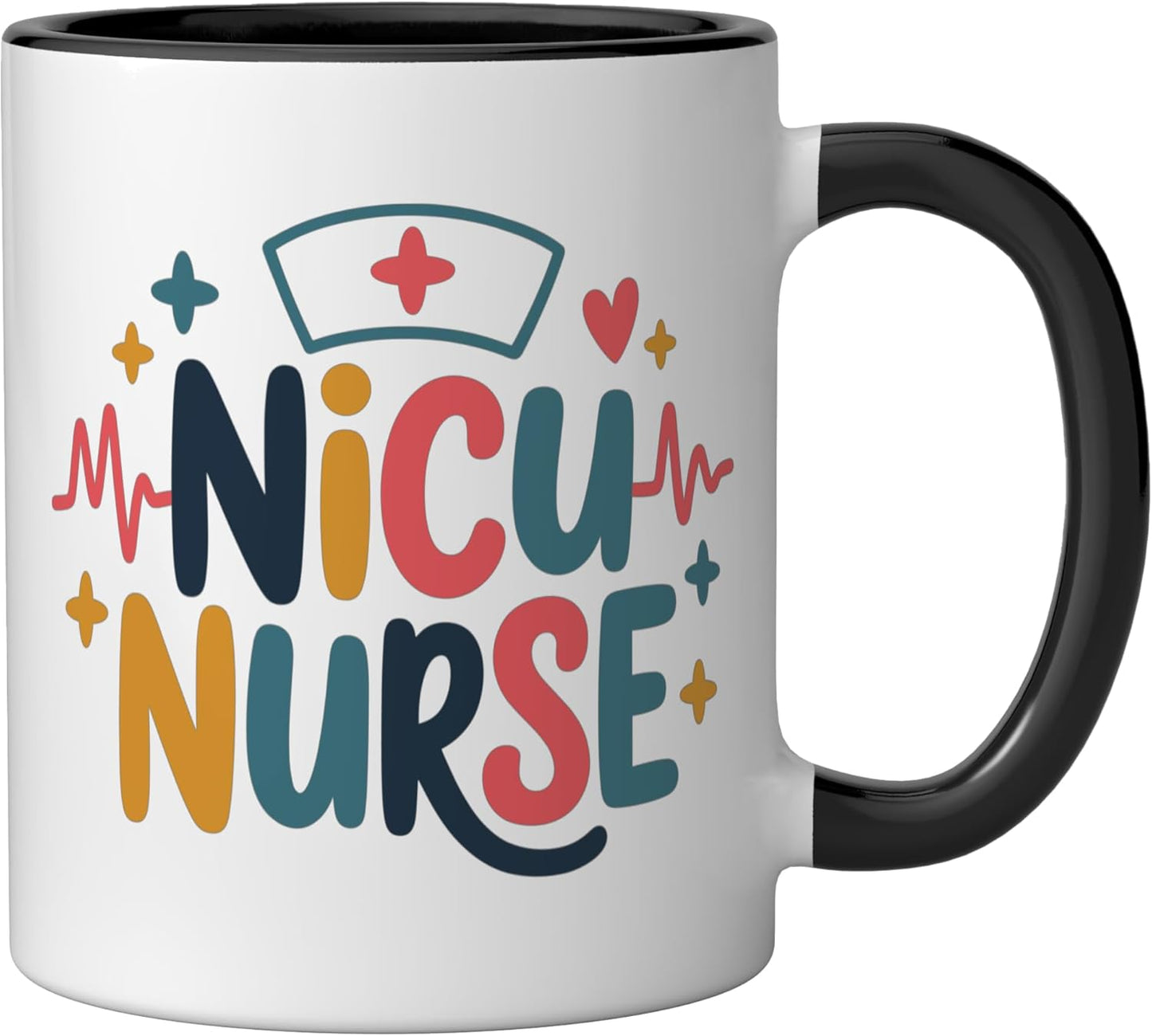 Taza cerámica para enfermeras NICU Negro/Blanco