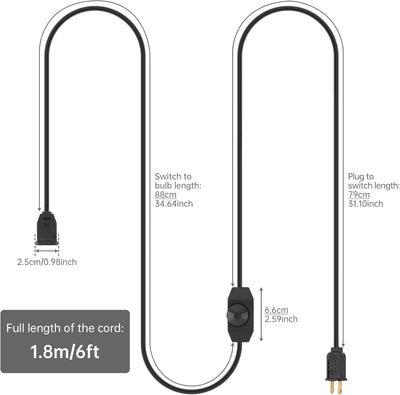Cable extensión interruptor atenuador luces regulables 6ft negro