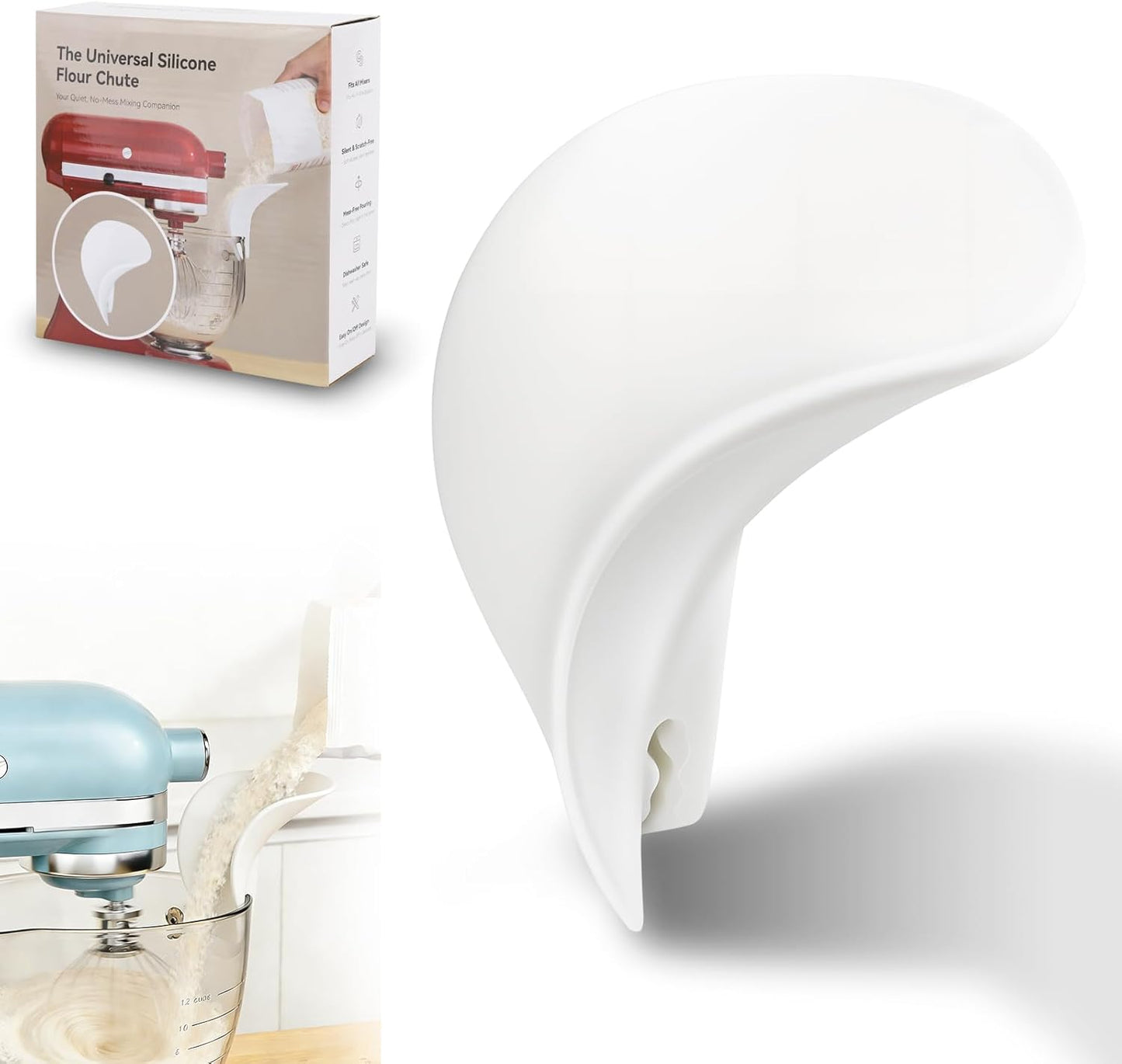 Funnel para KitchenAid con boquilla U universal sin goteras de silicona