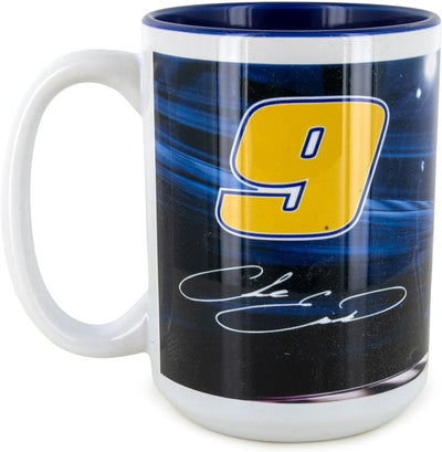 Taza de café Chase Elliott 2026 NAPA #9 15 oz con interior colorido
