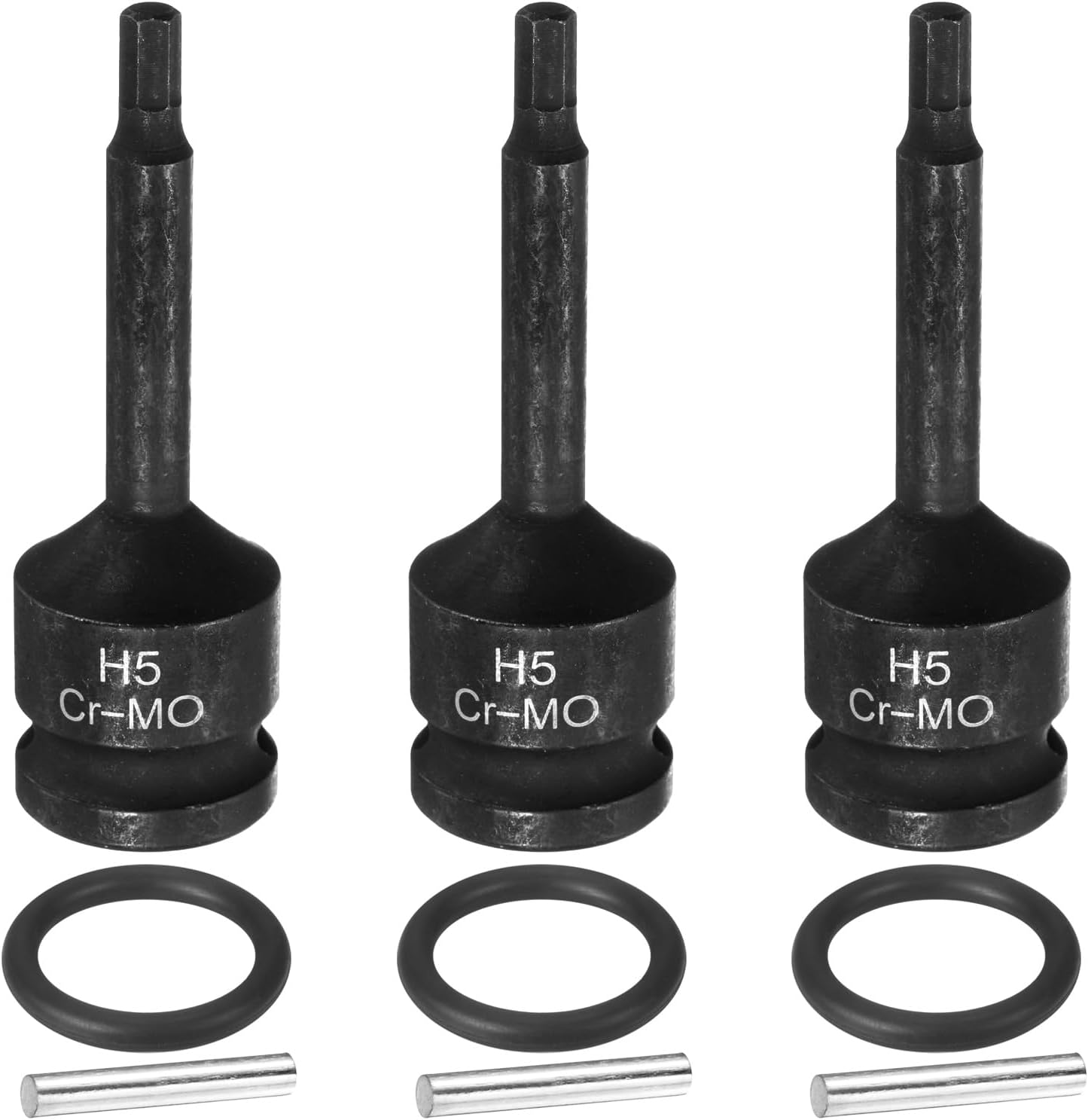 3 Pzas llave impacto hexagonal 1/2" acero cr-mo 6 puntos