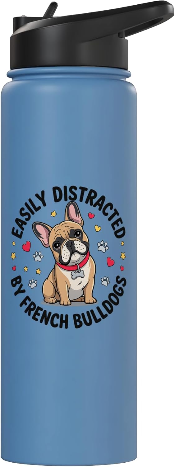 Botella agua acero inox aislada perro francés