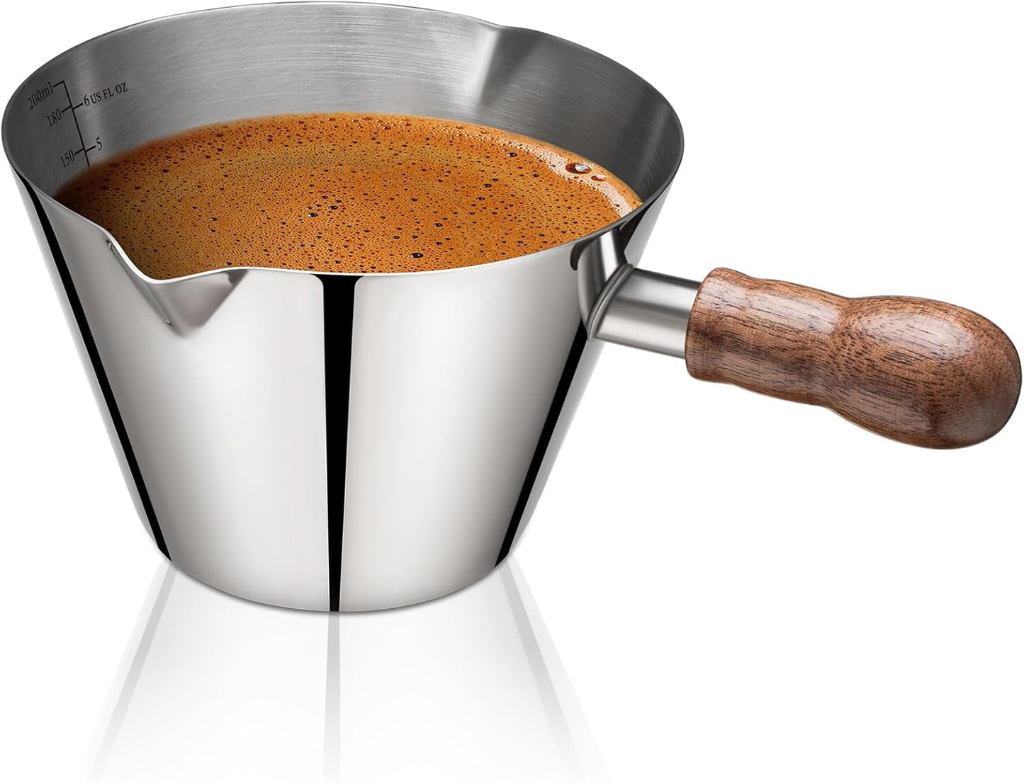 Taza Espresso Acero Inox 304 con Escala 7oz Madera