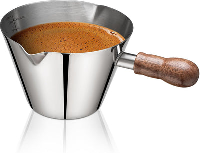 Taza Espresso Acero Inox 304 con Escala 7oz Madera