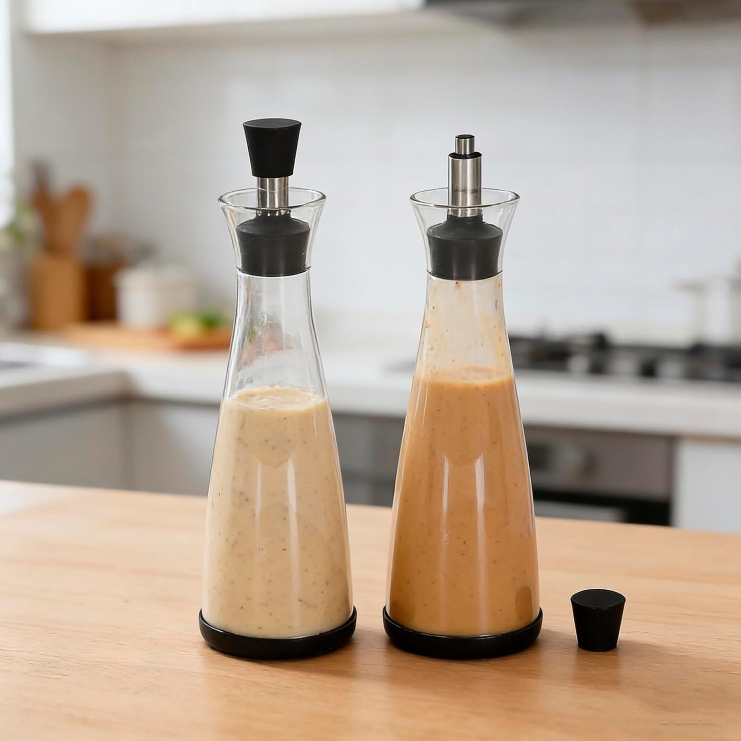 2 Botellas Vidrio Borosilicato Dispensador Aceite Antifugas