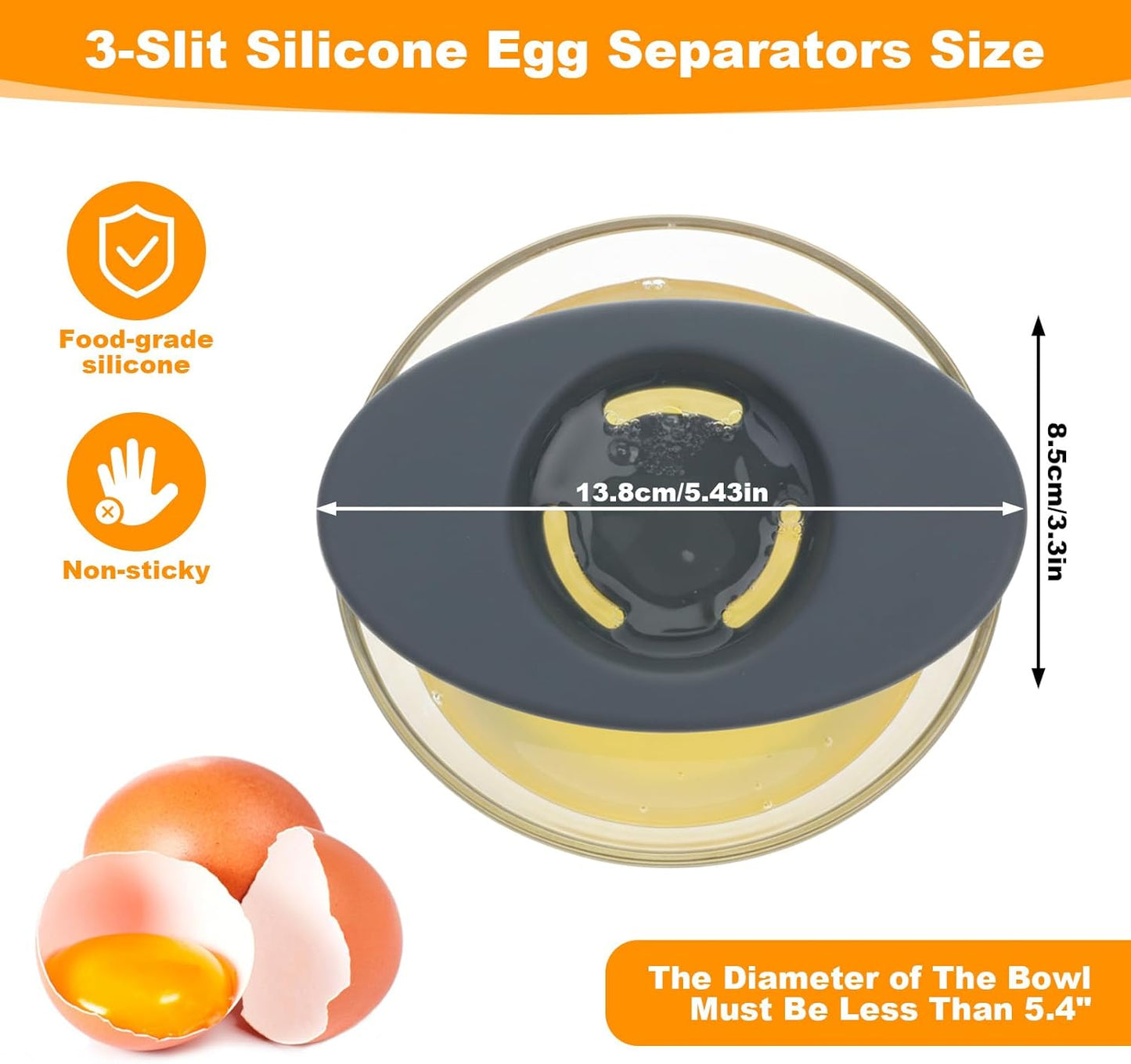 2 Separadores Huevos Silicona 3 Agujeros para Yema