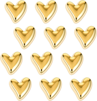 12 Imanes Dorados para Nevera 0.86pulg Decorativos Corazón