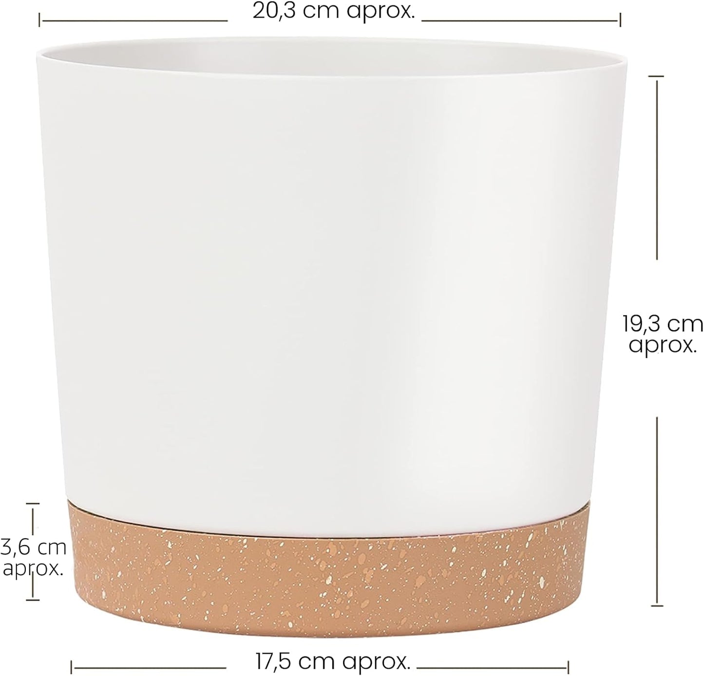 2 Pzas Maceta Plástico 8pulg Interior con Platillo Drenaje