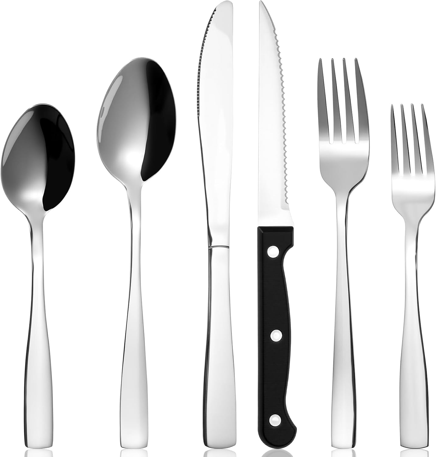 Set 6 Pzas Cubiertos Acero Inox Grado Alimenticio para Hogar