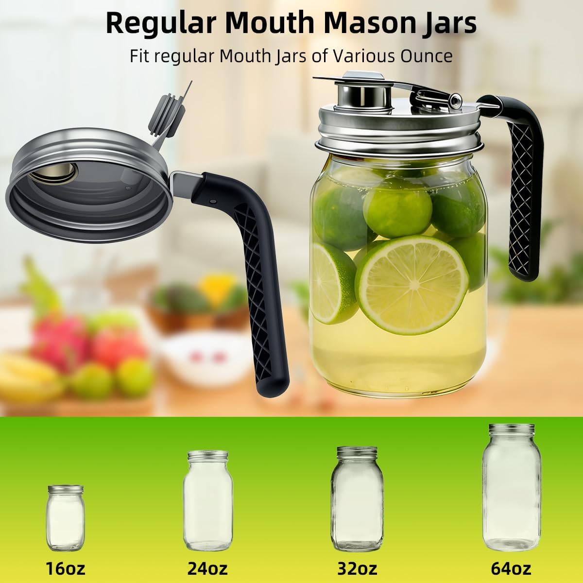 Tapa boquilla tarro Mason acero inox asa abatible