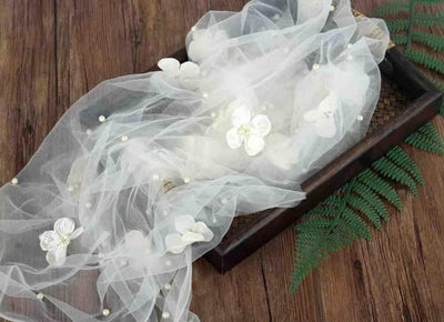 Accesorios foto recién nacidos capas tul perla S crema