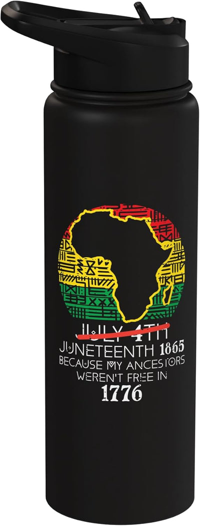 Botella de agua acero inoxidable aislada para adultos y niños con mapa de Africa