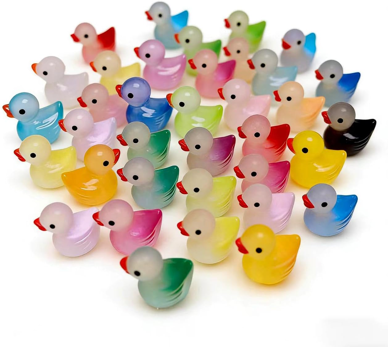 60 Pzas Patos Resina Luminosos Mini Decoración