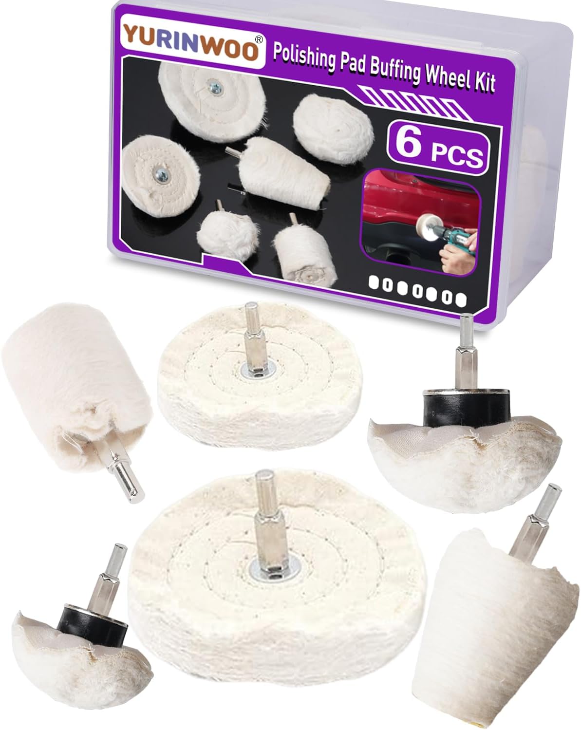 Rueda pulido set 6 piezas 1/4pulg para Dremel metal aluminio