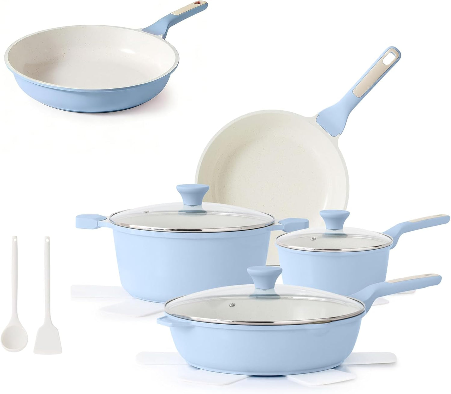 Set 13 Utensilios Cerámica Antiadherente Sartén 9.5pulg