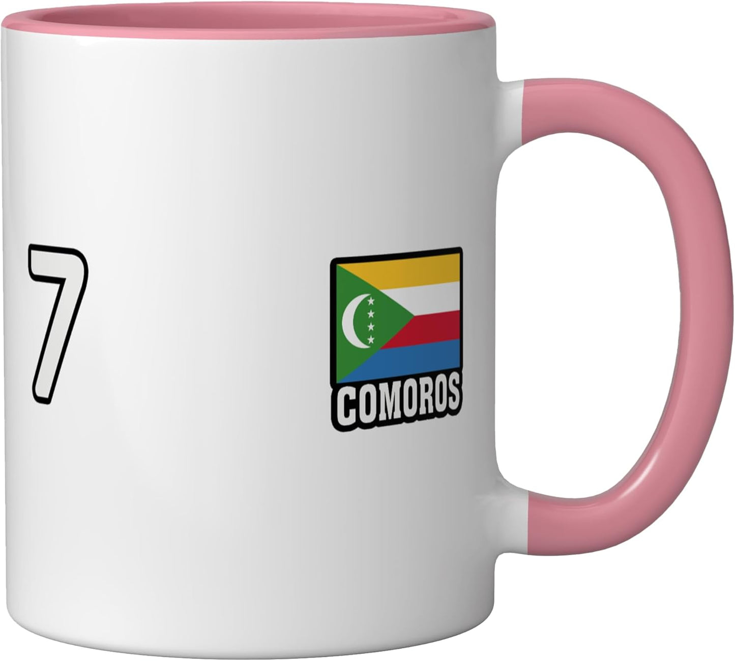 Taza Cerámica Bandera Comoros Rosa/Blanco