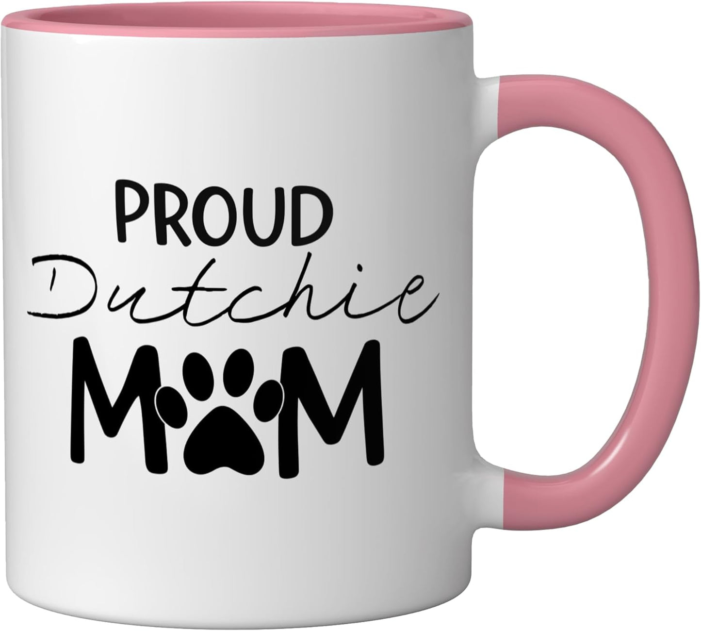 Taza cerámica para amantes del perro Dutch Shepherd, rosa/blanco