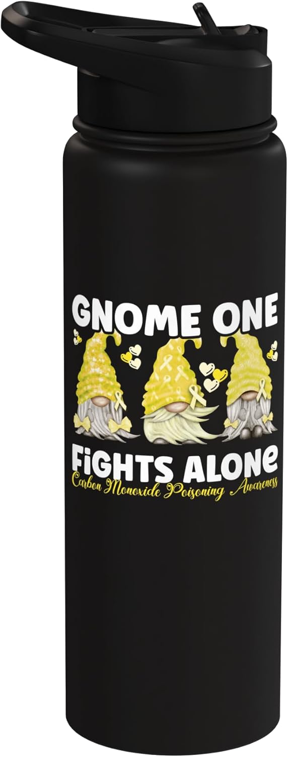 Botella de agua aislada de acero inoxidable Gnome One Fights Alone Amarilla