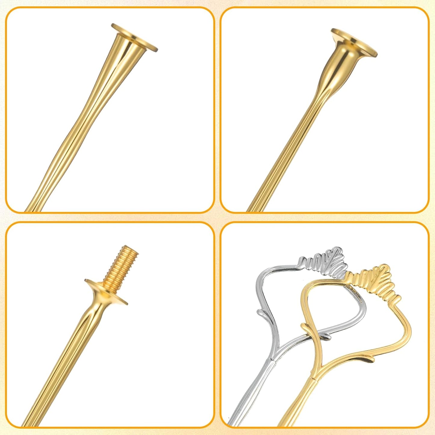 Set 5 bandejas 2 niveles para postres y cupcakes dorado y plata
