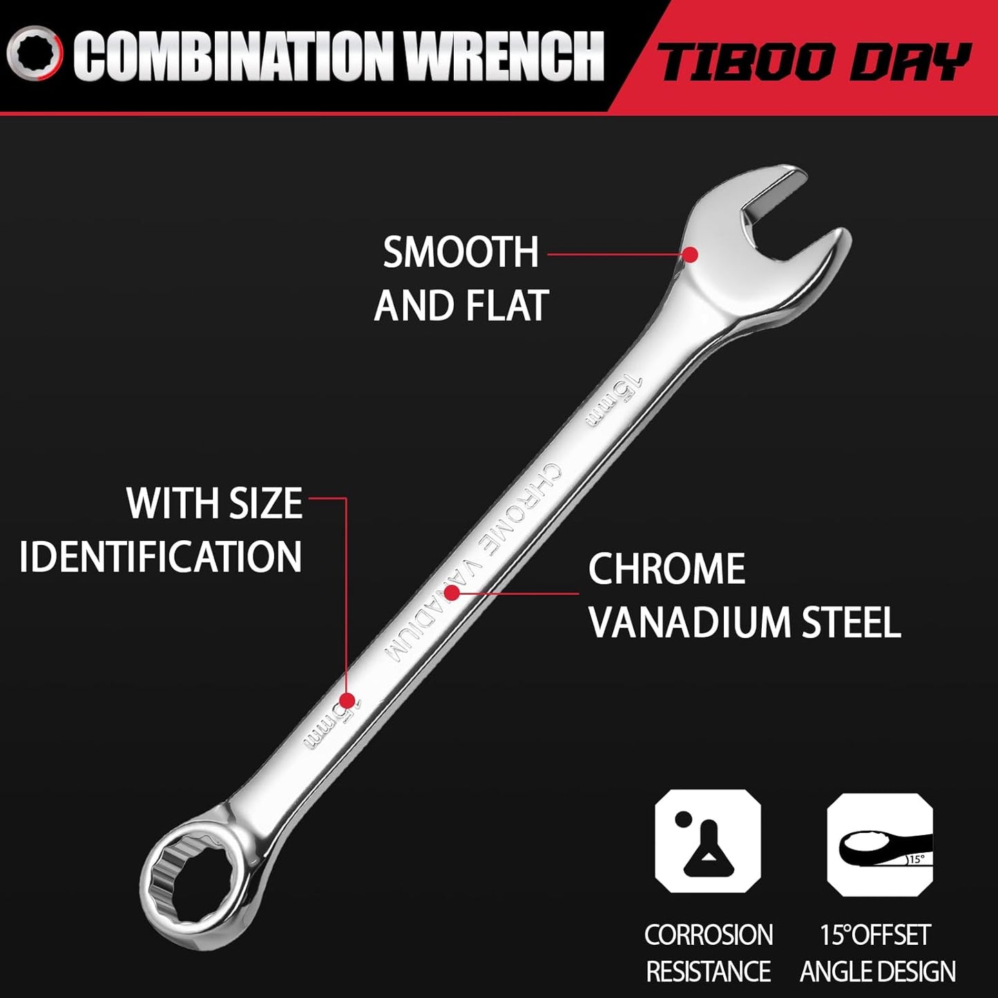 Llave combinada métrica 0.827pulg 12 puntos acero galvanizado