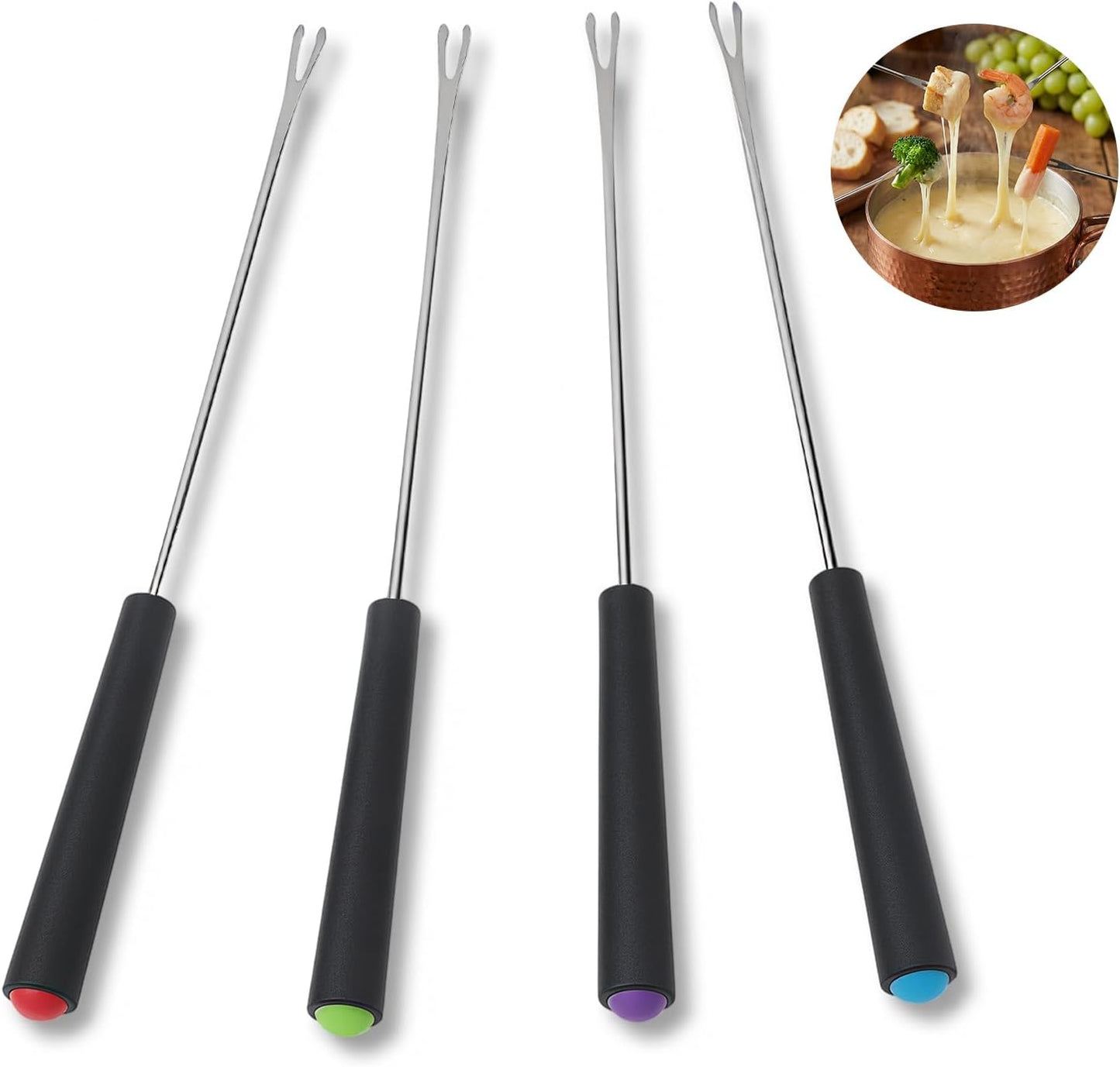 Tenedores fondue acero inox 9.1pulg con mango resistente