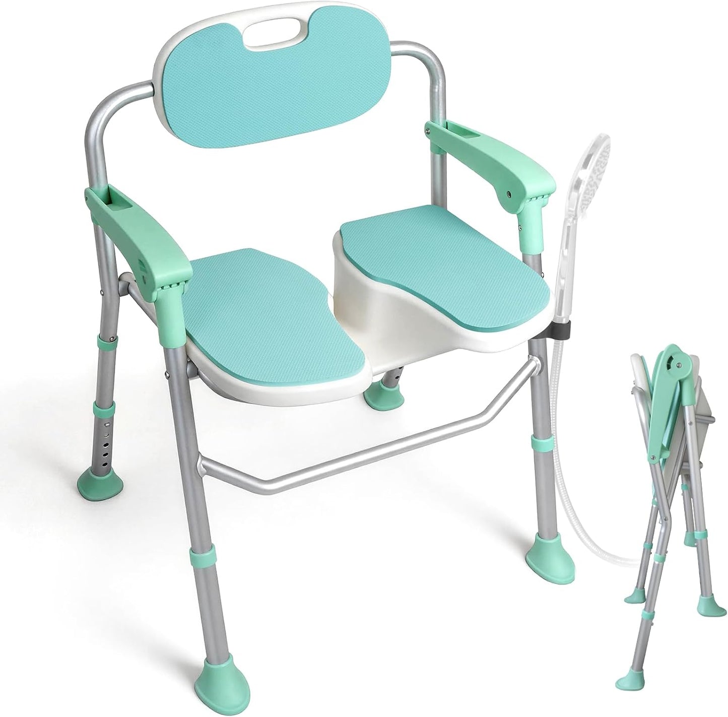 Silla ducha forma U con cojín brazos acolchados