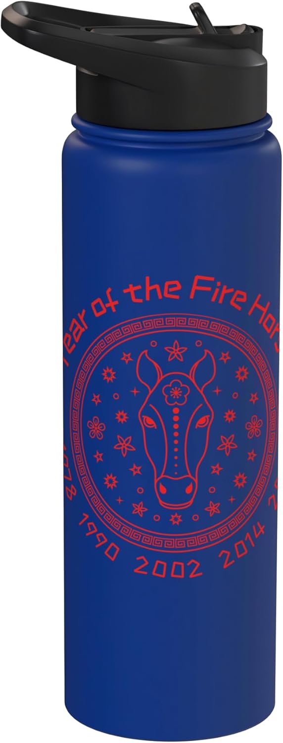 Botella de agua acero inoxidable diseño caballo de fuego año nuevo lunar 2026