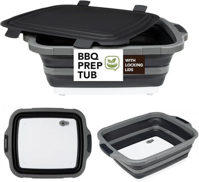 2 Pzas Recipiente BBQ 16L con Tapas y Manta para Carnes 21pulg